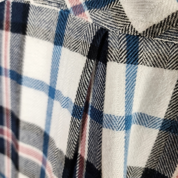 Rails x Free People Button  Front Plaid Shirt Rayon White Blues Pink Size XS - Picture 13 of 16